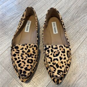 Steve Madden Leopard-Print Tan and Black Pointed Loafers